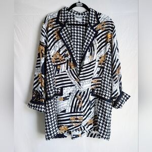 Vintage 90s Zodiac Baroque Blazer | Gold Chain Print | Versace Style | L